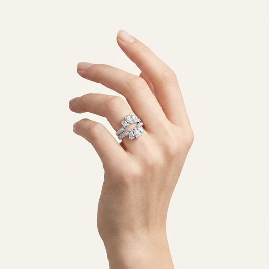 2.25CT Pear Cut Lab Grown Diamond Insert Jacket Ring