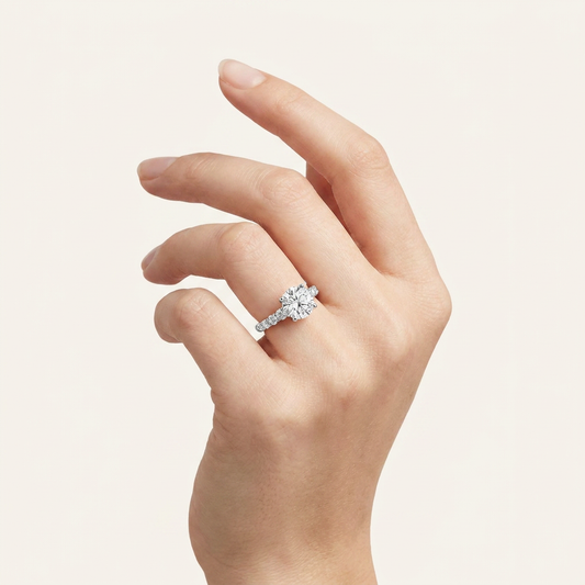 3.75CT Round Cut Lab Grown Diamond Cluster Ring