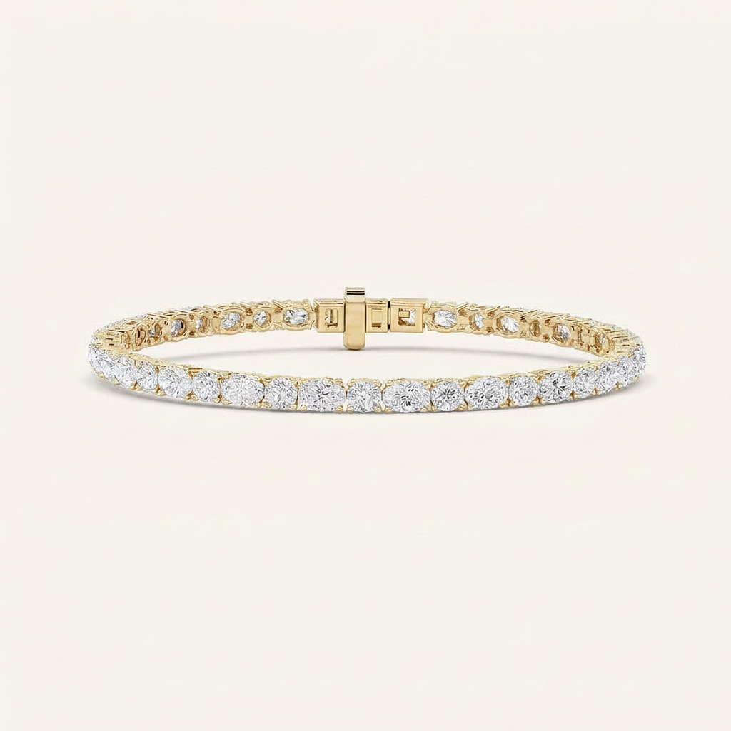 7CT Oval And Round Cut Lab Grown Diamond Statement Bracelet