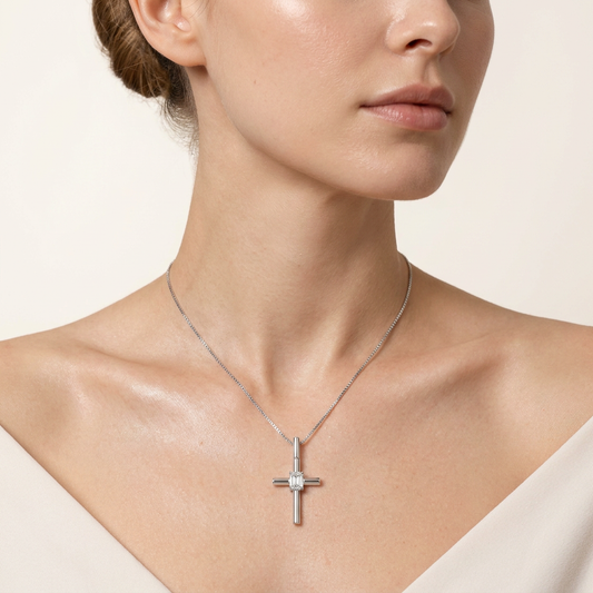 0.5CT Emerald Cut Lab Grown Diamond Pendant Necklace