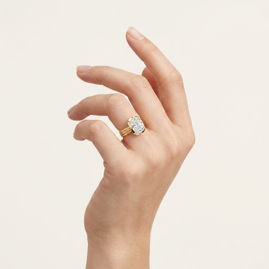 3CT Elongated Cushion Cut Diamond Ring