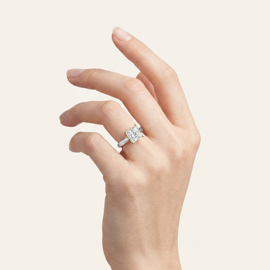 3CT Princess Cut Lab Grown Diamond Solitaire Ring