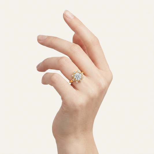 1.74CT Round Cut Lab Diamond Floral Halo Ring
