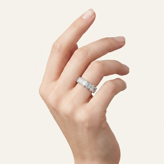 4.25CT Emerald Cut Lab Grown Diamond Eternity Ring