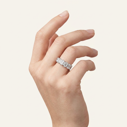 3.2CT Emerald Cut Lab Grown Diamond Eternity Ring
