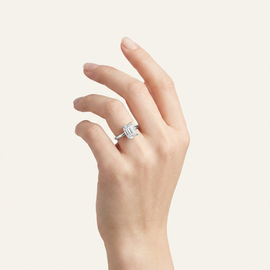 1CT Emerald Cut Lab Grown Diamond Solitaire Ring