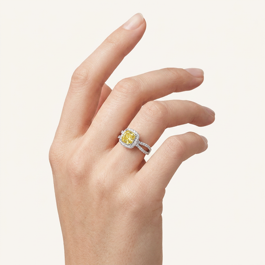 2.25CT Elongated Cushion Cut Lab Grown Diamond Halo Side Stone Ring