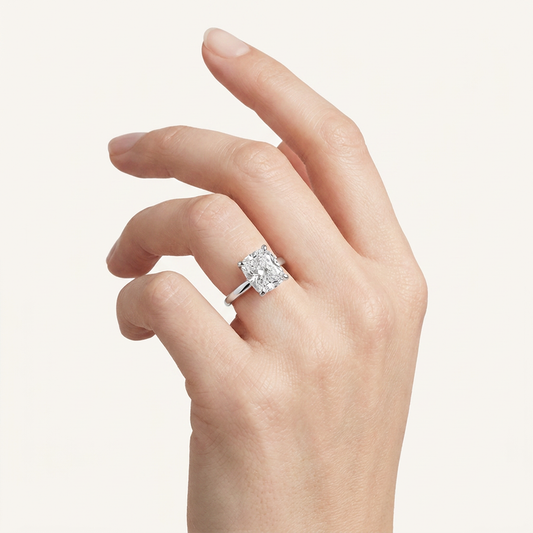 2CT Elongated Cushion Cut Lab Grown Diamond Hidden Halo Ring