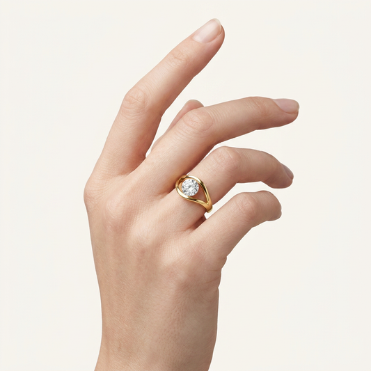 2.00 CT Round Cut Lab Grown Diamond East West Solitaire Ring