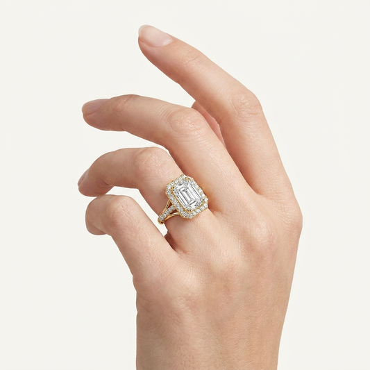 6.00 CT Radiant Cut Lab Grown Diamond Bold Accented Engagement Ring