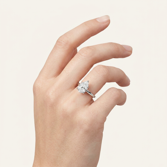 1.5CT Pear Cut Lab Grown Diamond Solitaire Ring