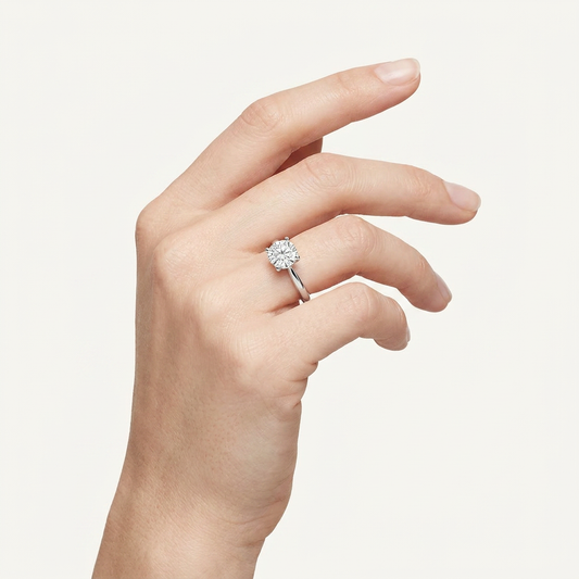 3.00 CT Round Cut Lab Grown Diamond Classic Shank Solitaire Engagement Ring