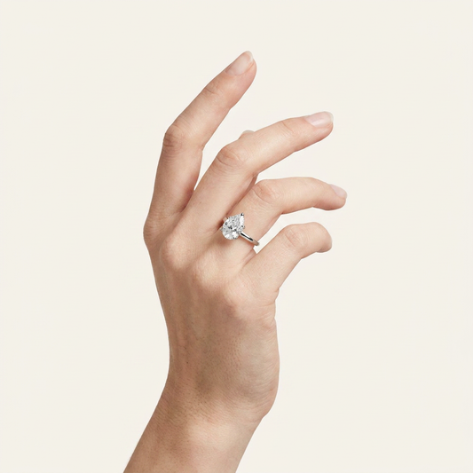 3CT Pear Cut Lab Grown Diamond Solitaire Ring