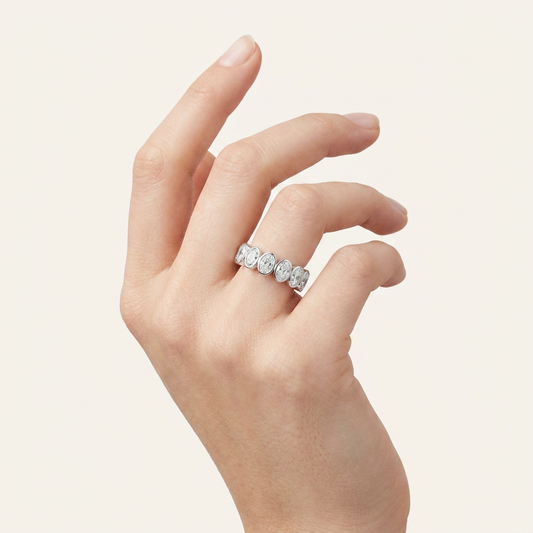 3.5CT Oval Cut Lab Grown Diamond Eternity Ring