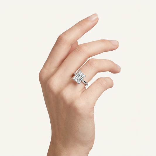 3CT Emerald Cut Lab Grown Diamond Solitaire Ring