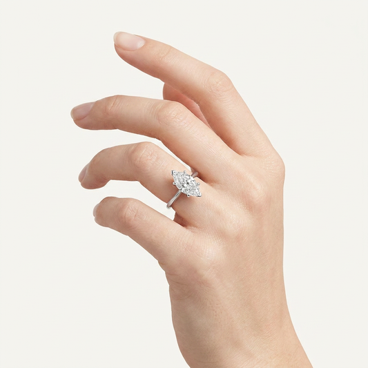 2CT Marquise Cut Lab Grown Diamond Knife Edge Shank Solitaire Engagement Ring