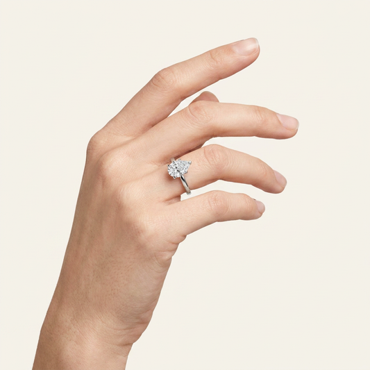 5CT Pear Cut Lab Grown Diamond Solitaire Ring