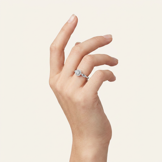 0.33CT Round Cut Certified Lab Grown Diamond Halo Ring