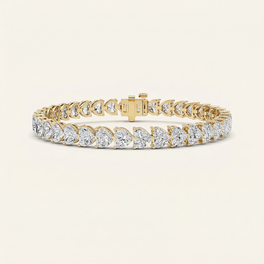 18CT Heart Cut Lab Grown Diamond Tennis Bracelet
