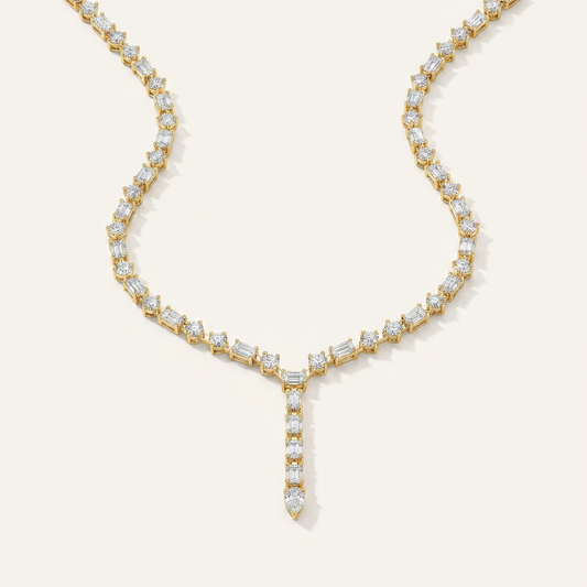 20CT Emerald Cut Lab Grown Diamond Necklace