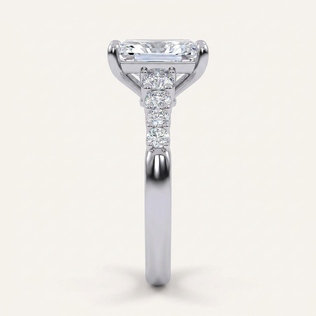 3.75CT Radiant Cut Lab Grown Diamond Side Stone ring