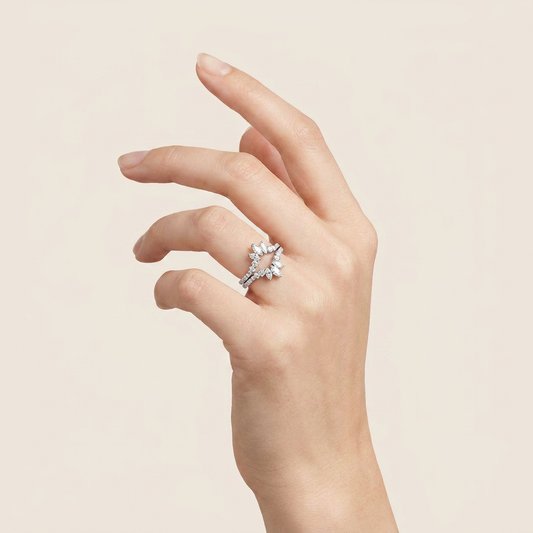 1CT Marquise and Round Cut Certified Lab Grown Diamond Ring Guard