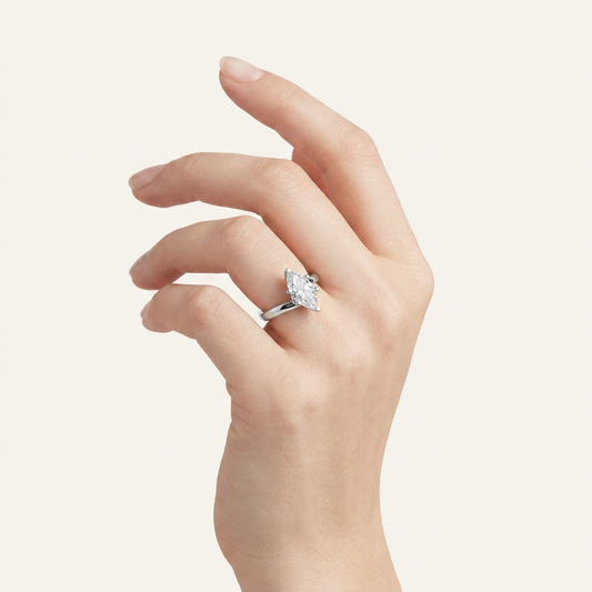 1CT Marquise Cut Lab Grown Diamond Engagement Ring