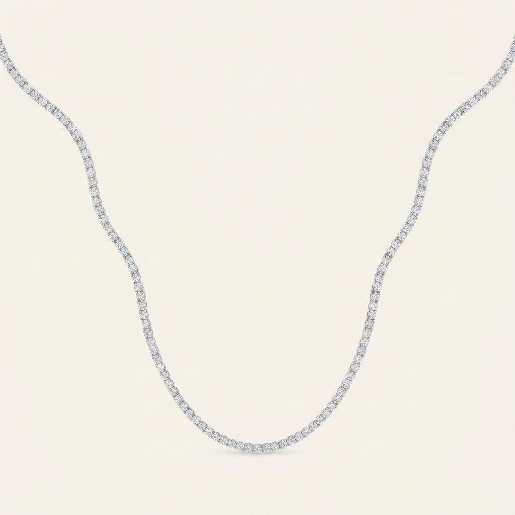 9.5CT Round Cut Lab Grown Diamond Tennis Necklace