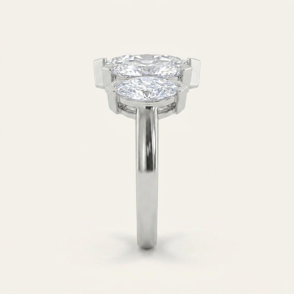 2.5CT Marquise Cut Lab Grown Diamond Four Stone Fashion Ring
