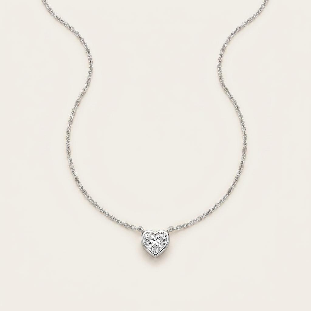 1CT Heart Cut Lab Grown Diamond Pendant Necklace
