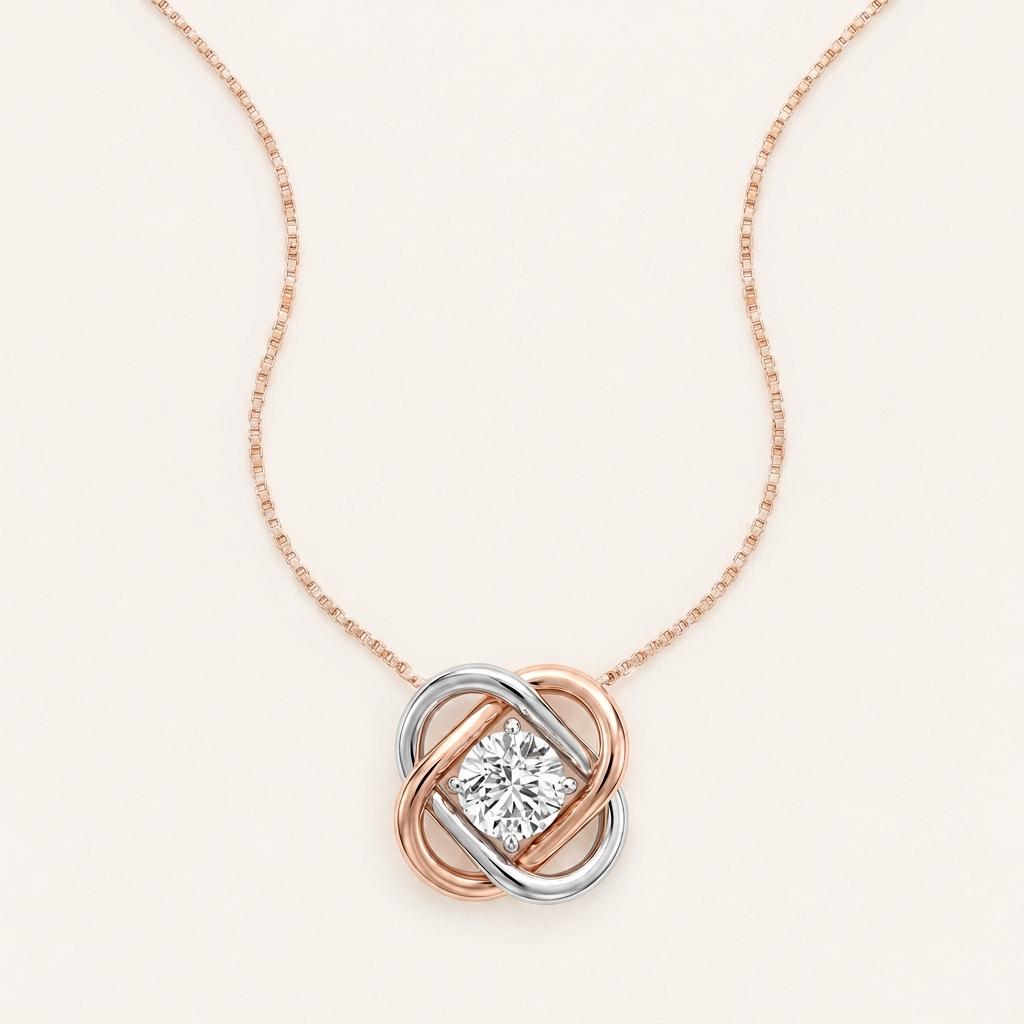 1Ct Round Cut Lab Grown Diamond Pendant Necklace