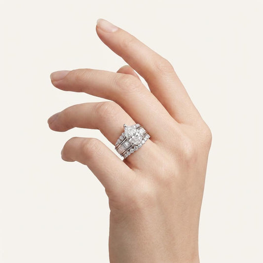 77.33CT Pear Cut Lab Grown Diamond Cluster Ring
