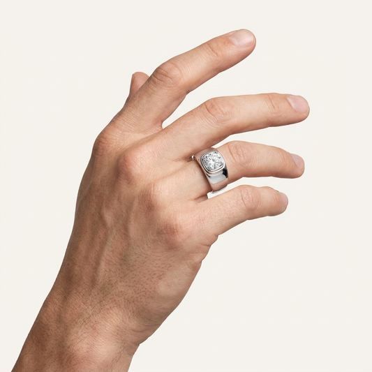 2CT Round Cut Certified Lab Grown Diamond Solitaire Men's Ring