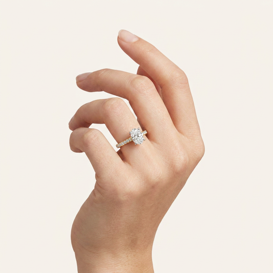 2CT Oval Cut Lab Grown Diamond Engagement Ring