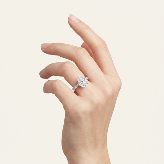 5.72CT Oval Cut Certified Lab Grown Diamond Side Stone Ring