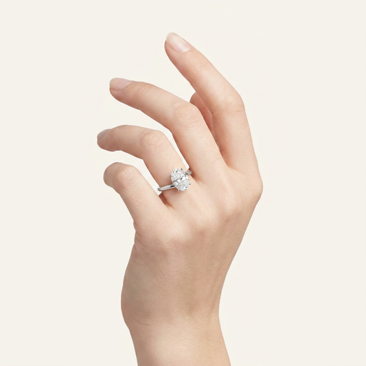 2CT Oval Cut Lab Grown Diamond Engagement Ring