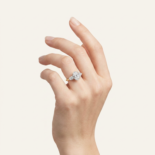 4CT Oval Cut Lab Grown Diamond Three Stone Ring