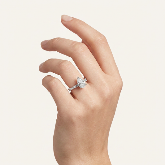 3.64CT Pear Cut Certified Lab Grown Diamond Solitaire Engagement Ring
