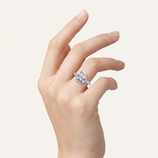 3.75CT Radiant Cut Lab Grown Diamond Cluster Ring