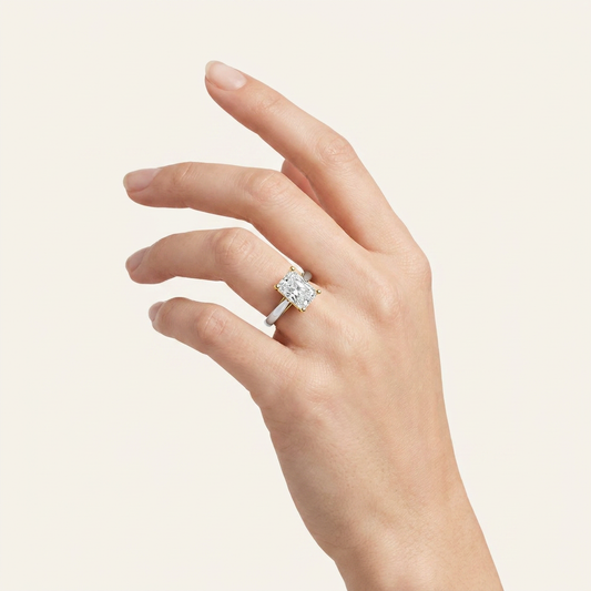 1CT Radiant Cut Lab Grown Diamond Engagement Ring