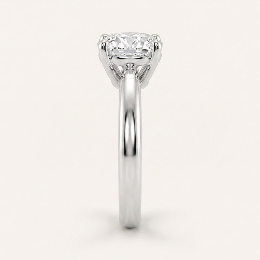 1CT Round Cut Lab Grown Diamond Accented Solitaire Ring