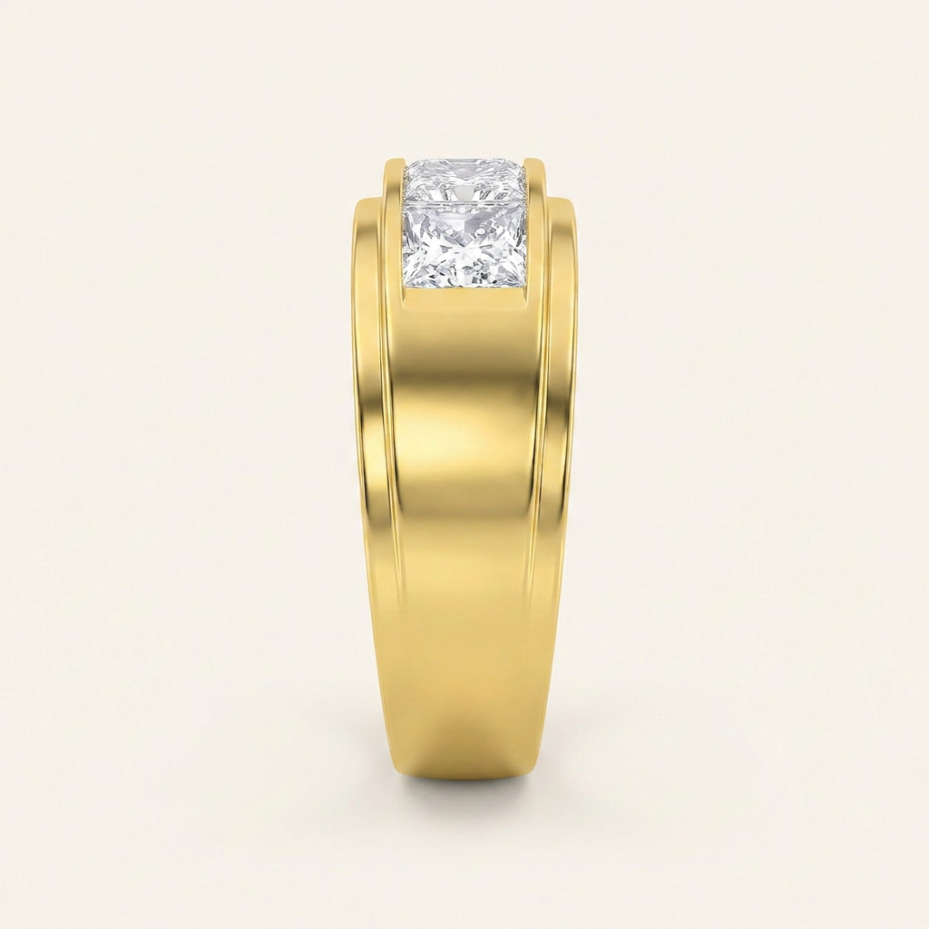 3.00 CT Princess Cut Lab Grown Diamond Mens Ring