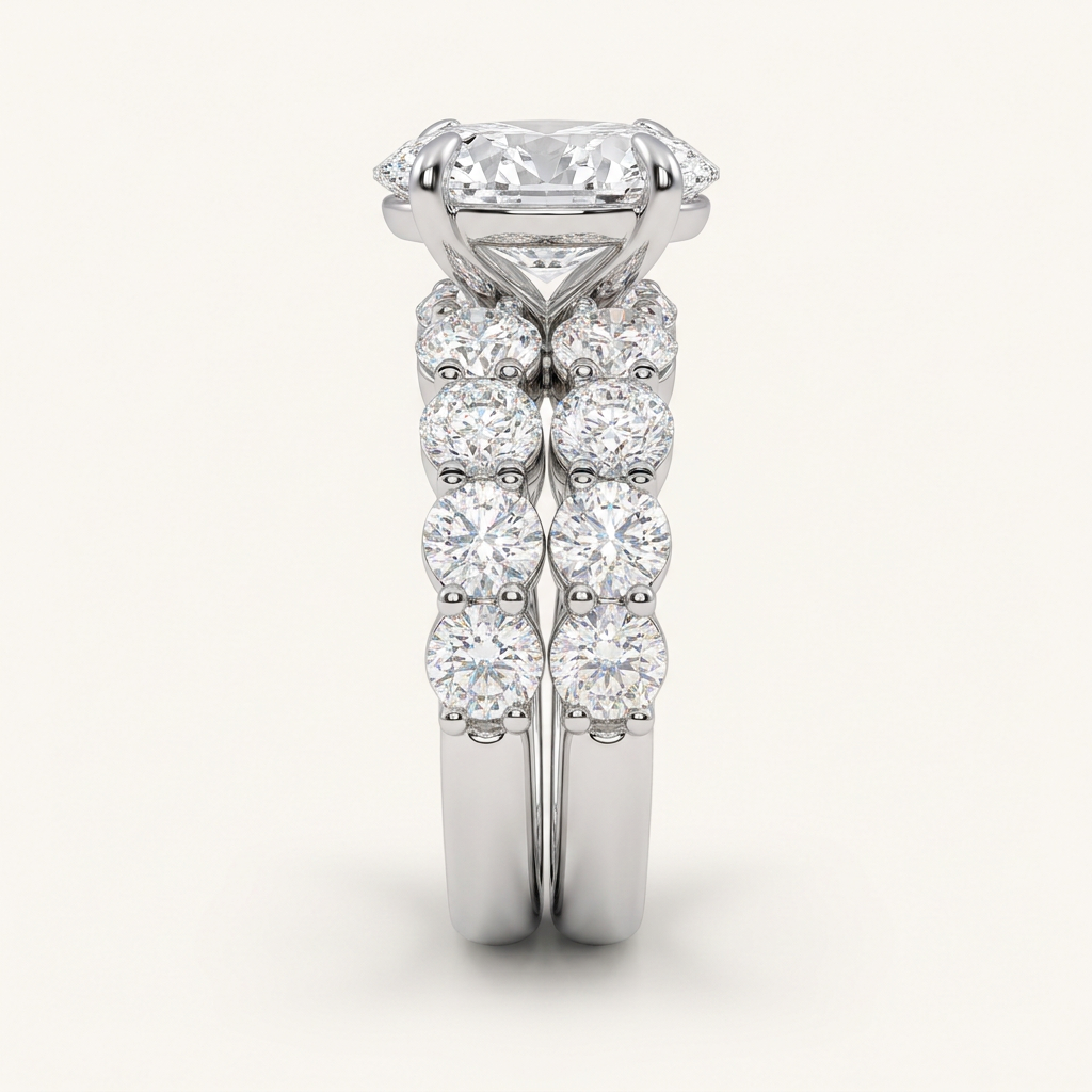 10.00CT Oval Cut Lab Grown Diamond Bridal Set Ring