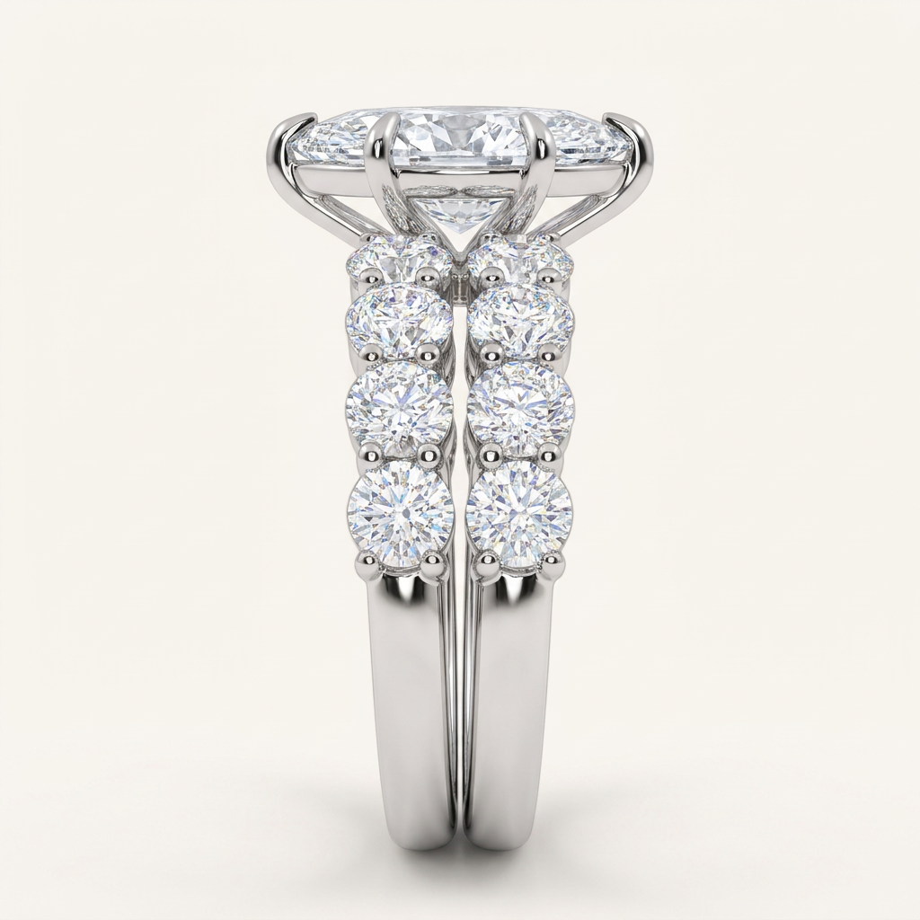10.00CT Marquise Cut Lab Grown Diamond Bridal Set Ring