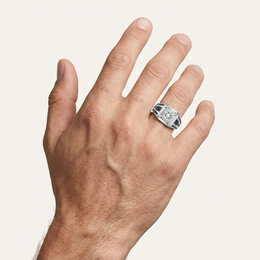 2CT Princess Cut Certified Lab Grown Diamond Solitaire Men's Ring