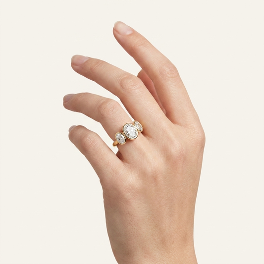 2CT Oval Cut Diamond Three Stone Ring