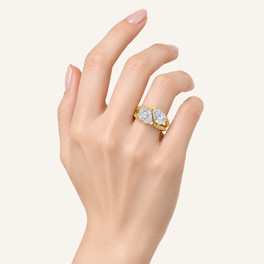 2.00 CT Pear Cut Lab Grown Diamond Toi et Moi Fashion Ring