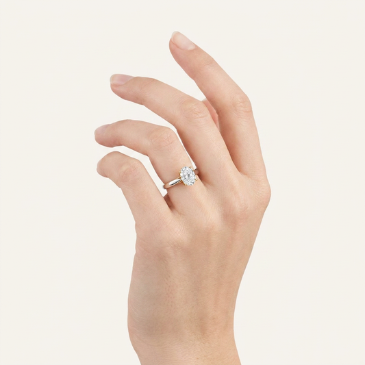 2CT Oval Cut Lab Grown Diamond Engagement Ring