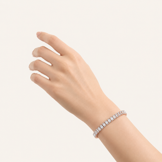 12.5CT Emerald Cut Lab Grown Diamond Tennis Bracelet