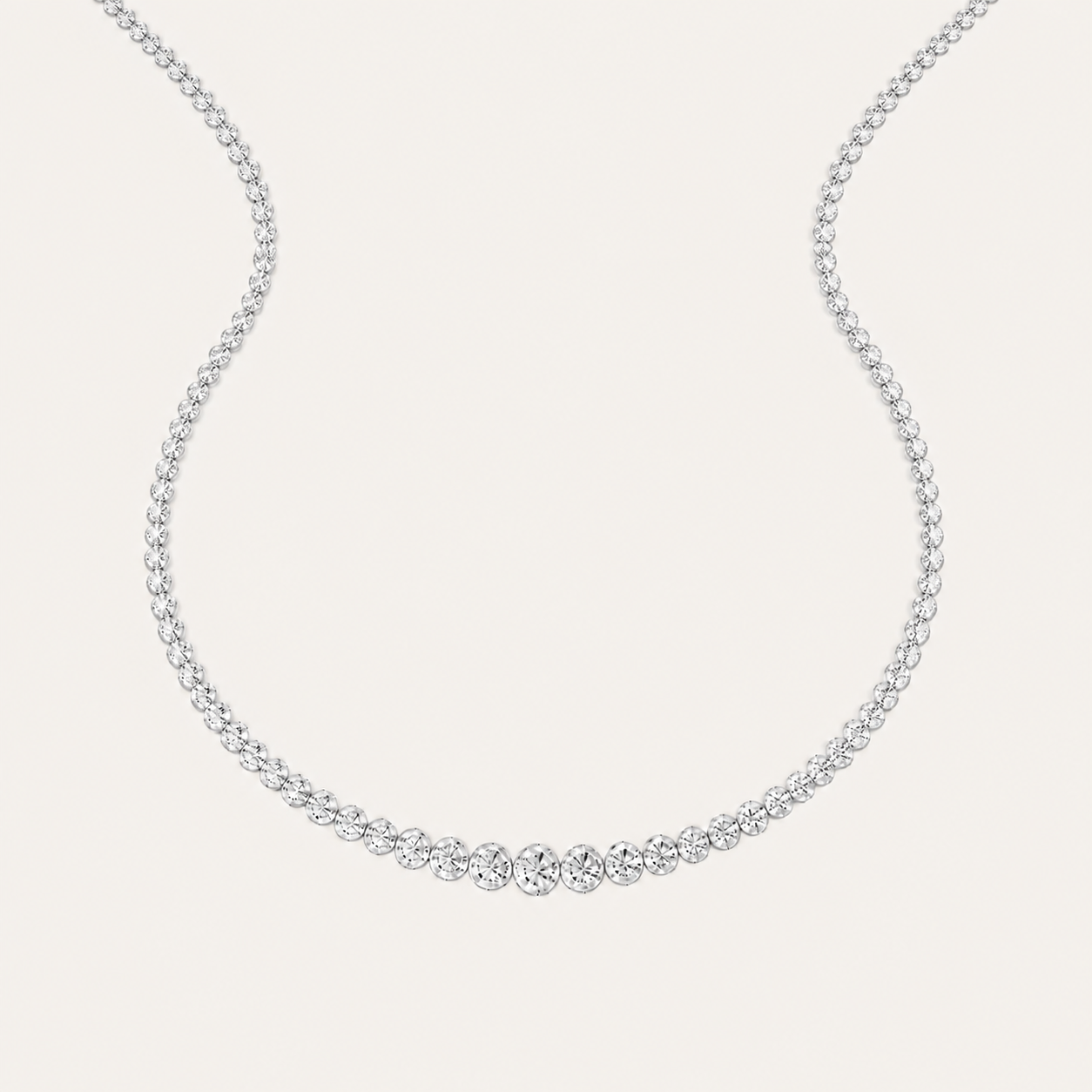 7CT Round Cut Lab Grown Diamond Graduating Tennis Necklace